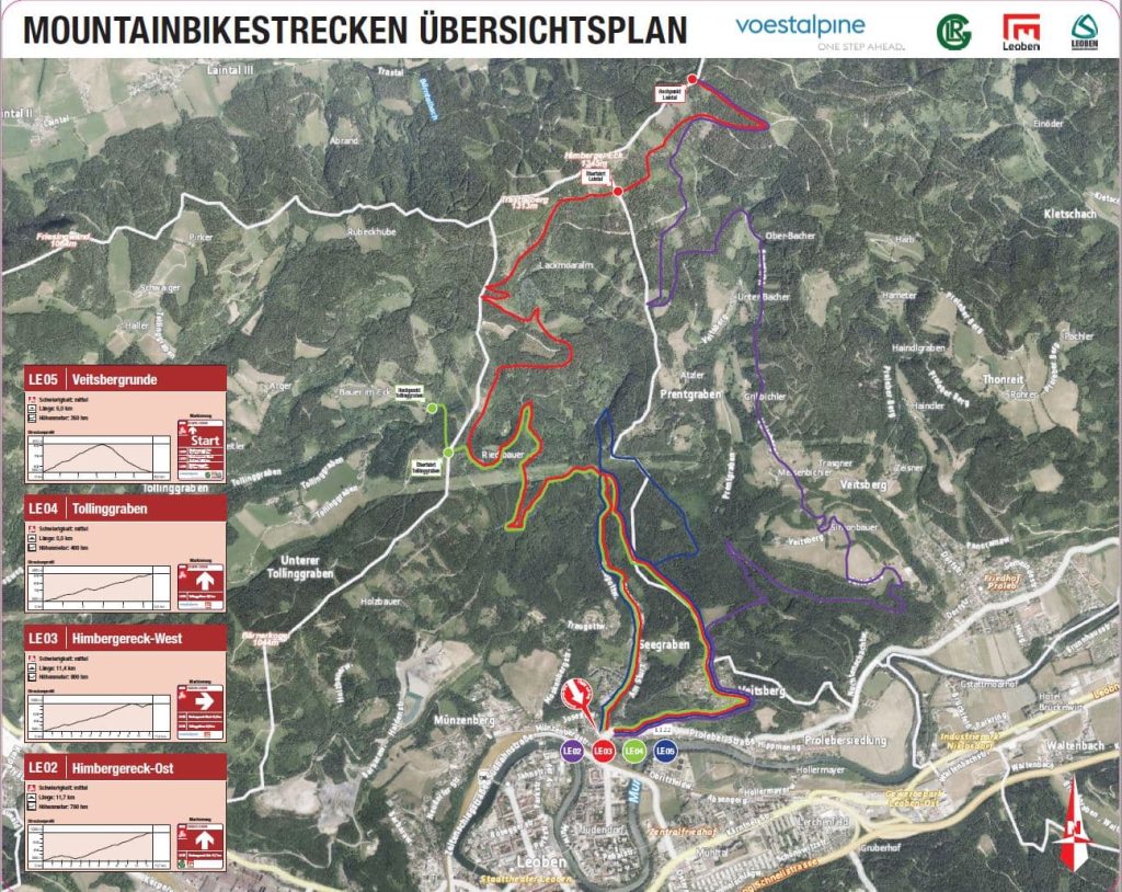 Plan der neuen Mountainbikestrecken in Leoben